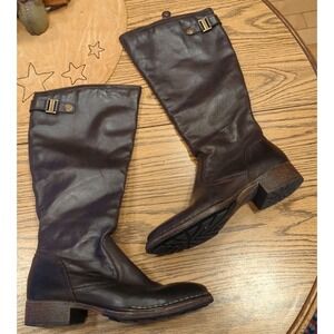 BUSSOLA HERITAGE HANDMADE Knee High Dark Brown LEATHER BOOTS, EUR 39 US 8.5
